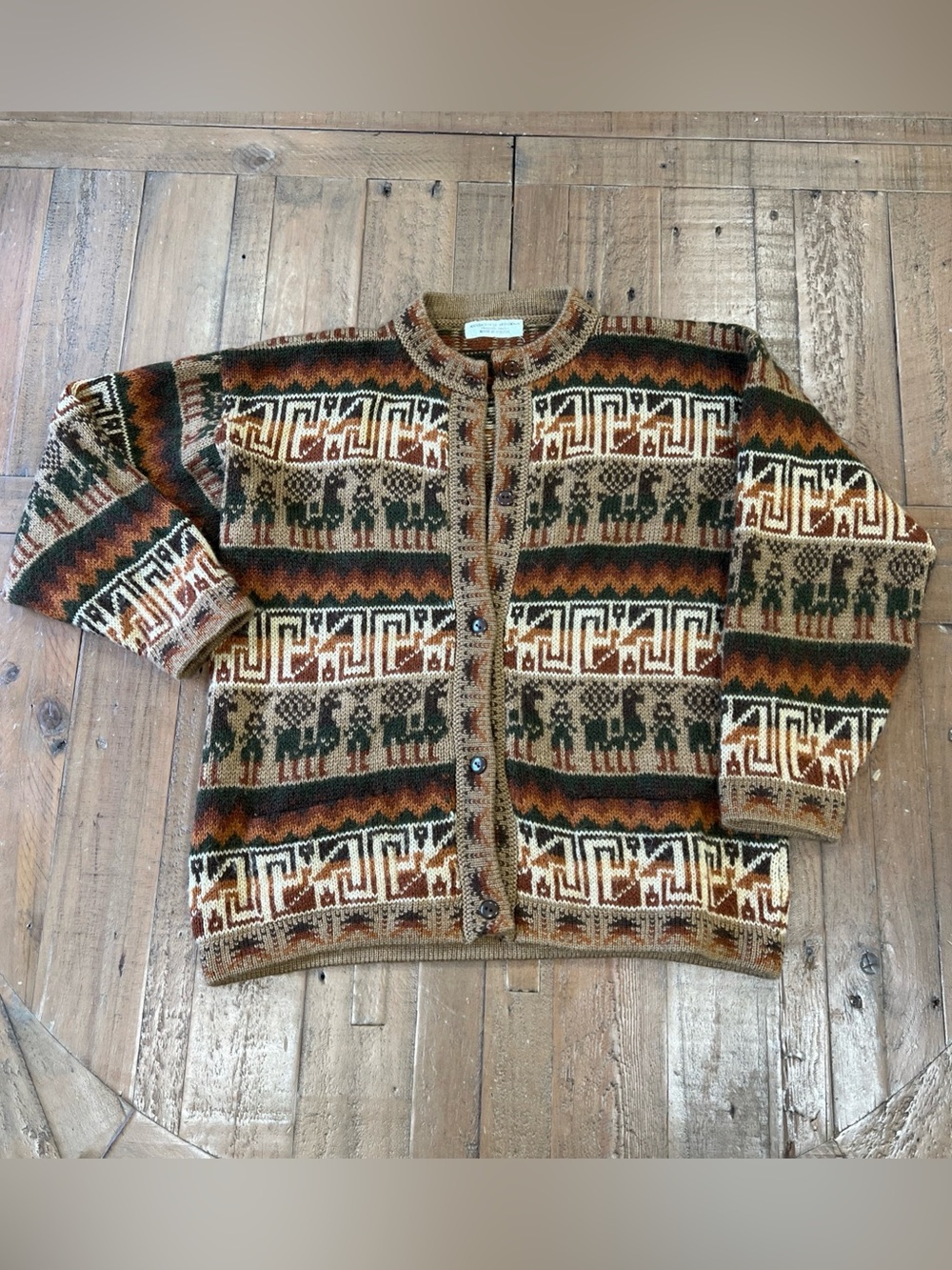 Artisan Aztec Knit Button Front Cardigan Sweater Small Western Southwest Cowgirl